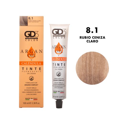 Tinte Permanente en Crema GD3 8.1 Rubio Ceniza Claro