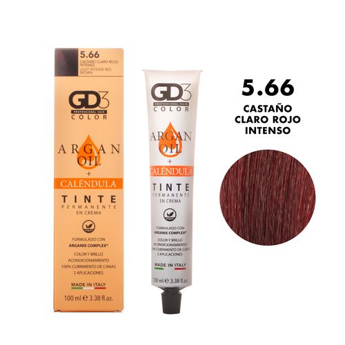 Tinte Permanente en Crema GD3 5.66 Castaño Claro Rojo Intens