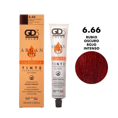 Tinte Permanente en Crema GD3 6.66 Rubio Oscuro Rojo Intenso