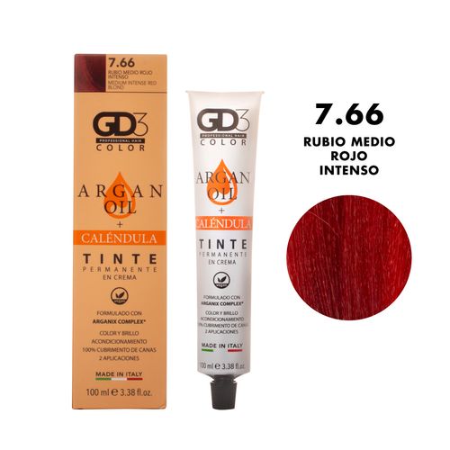 Tinte Permanente en Crema GD3 7.66 Rubio Medio Rojo Intenso