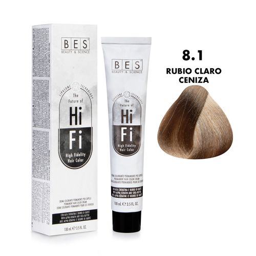 Tinte Permanente para Cabello en Crema Bes 8.1 Rubio Claro Cenizo