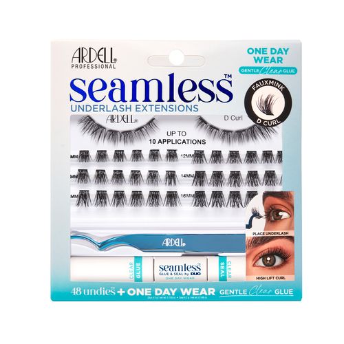 Kit pestañas Seamless Fauxmink D Curl 48pz +Pegamento 1Day