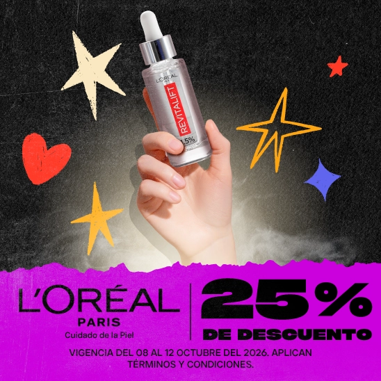 Cuida tu piel con el skincare de L'oreal con un 25% de descuento
