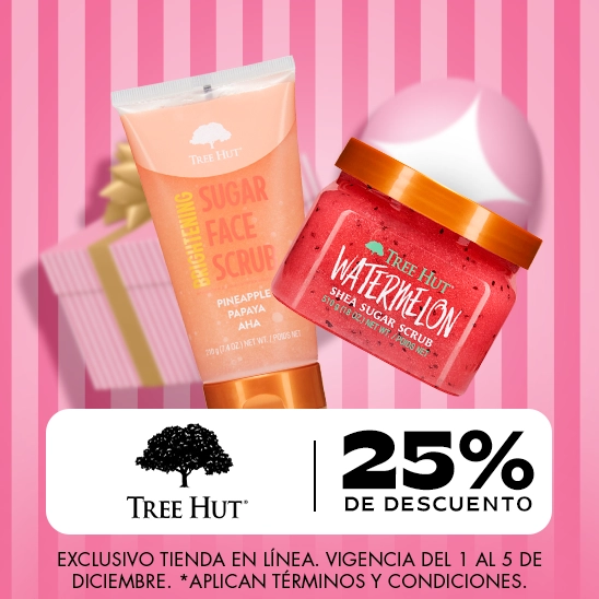 Consiente tu piel con Tree Hut, con un 25% de descuento