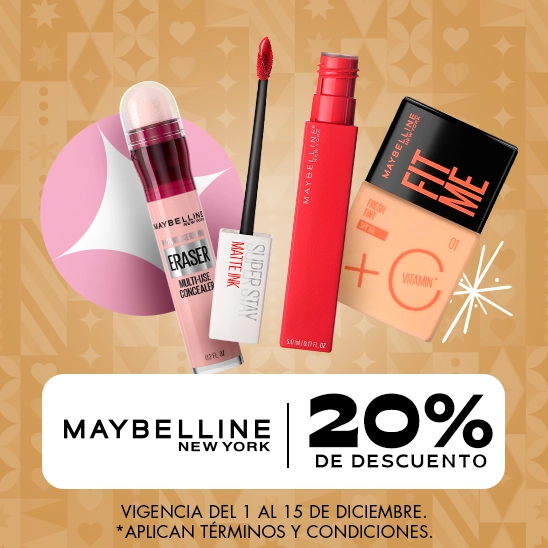 Maquillaje para toda ocasión con Maybelline, con un 20% de descuento