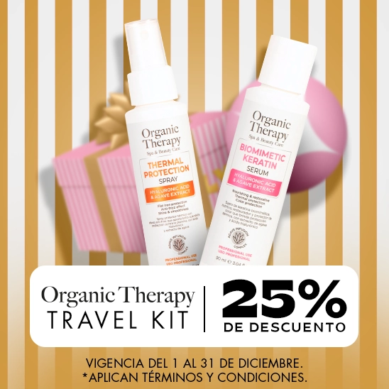 Lista para viajar con Organic Therapy. Organic Therapy Travel Size con un descuento del 25% 