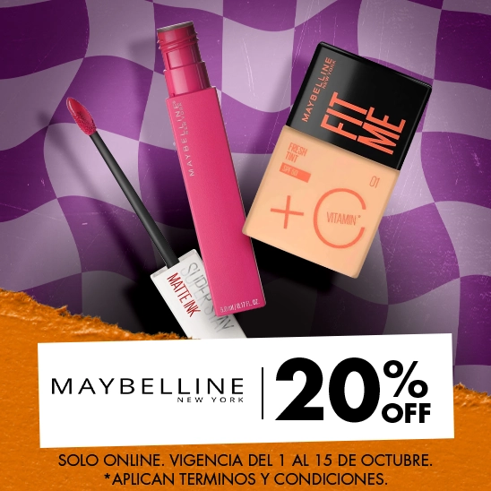 Maquillaje para toda ocasión con Maybelline, con un 20% de descuento